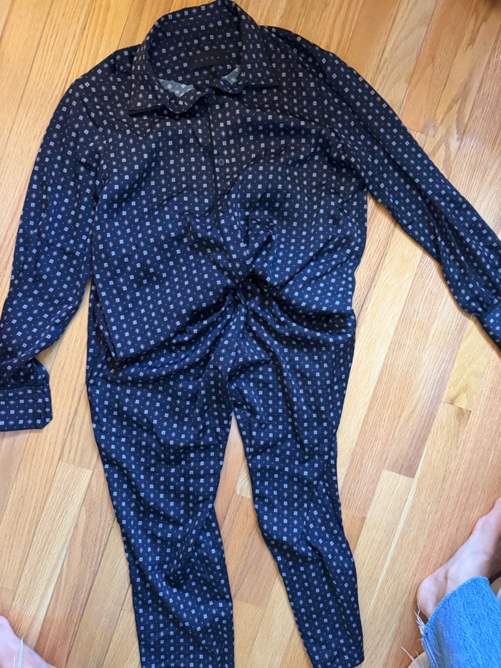 Hatch Maternity Women's Navy Patterned Set
